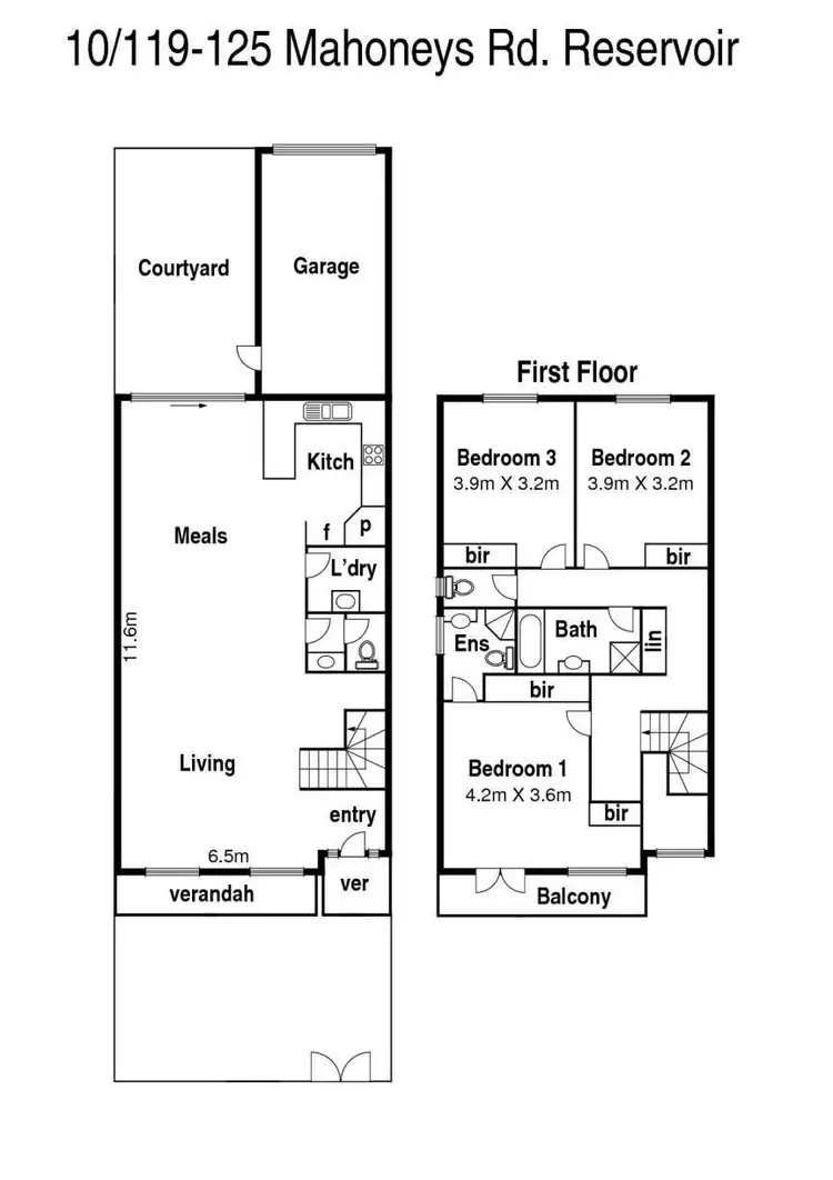 Floorplan of Homely townhouse listing, 10/119-125 Mahoneys Road, Reservoir VIC 3073