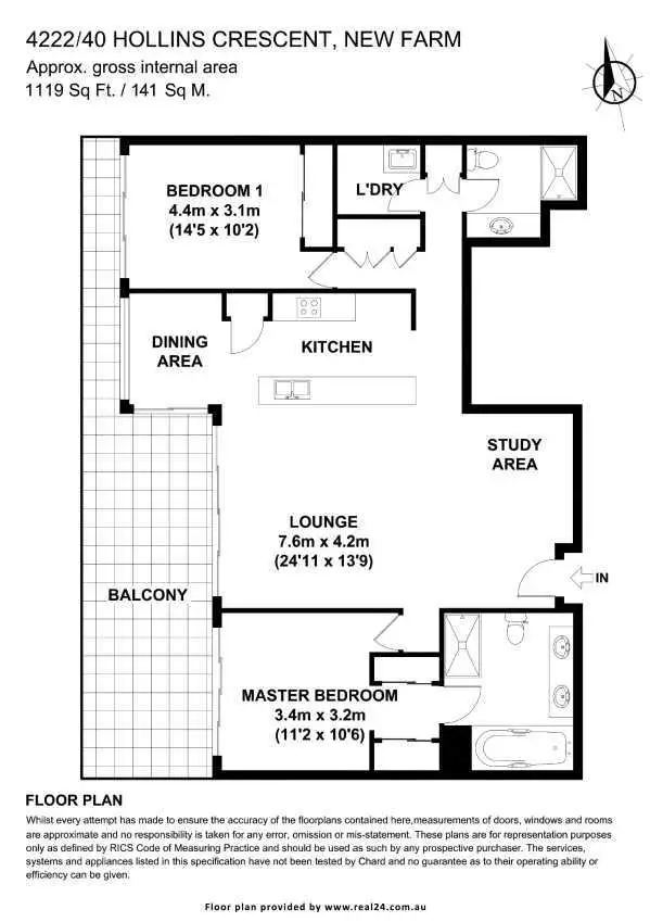 Floorplan of Homely apartment listing, 4222/40 Hollins Crescent, New Farm QLD 4005