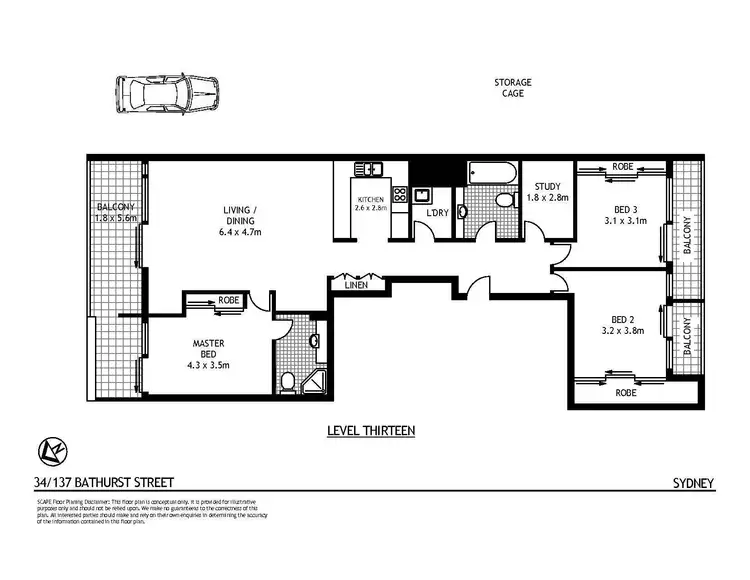 Floorplan of Homely apartment listing, 34/137 Bathurst Street, Sydney NSW 2000