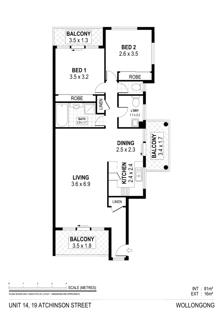 Floorplan of Homely unit listing, 14/19 Atchison Street, Wollongong NSW 2500