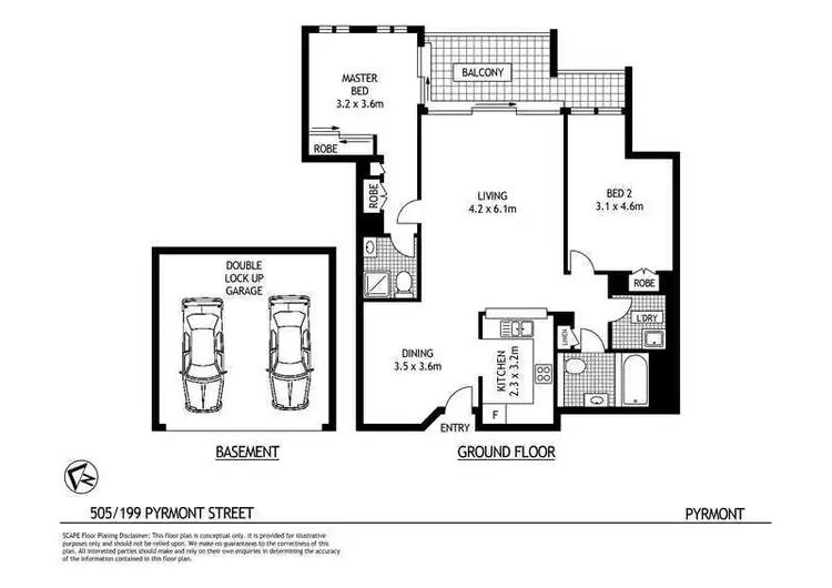 Floorplan of Homely apartment listing, 505/199 Pyrmont Street, Pyrmont NSW 2009