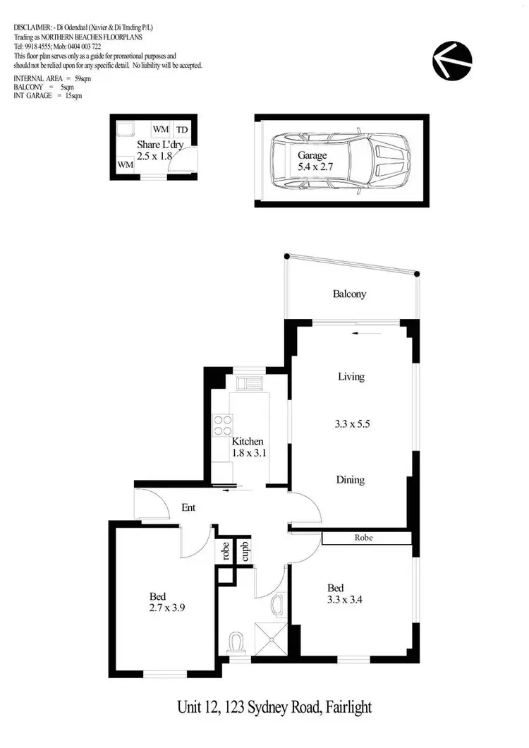 Floorplan of Homely apartment listing, 12/123 Sydney Road, Fairlight NSW 2094
