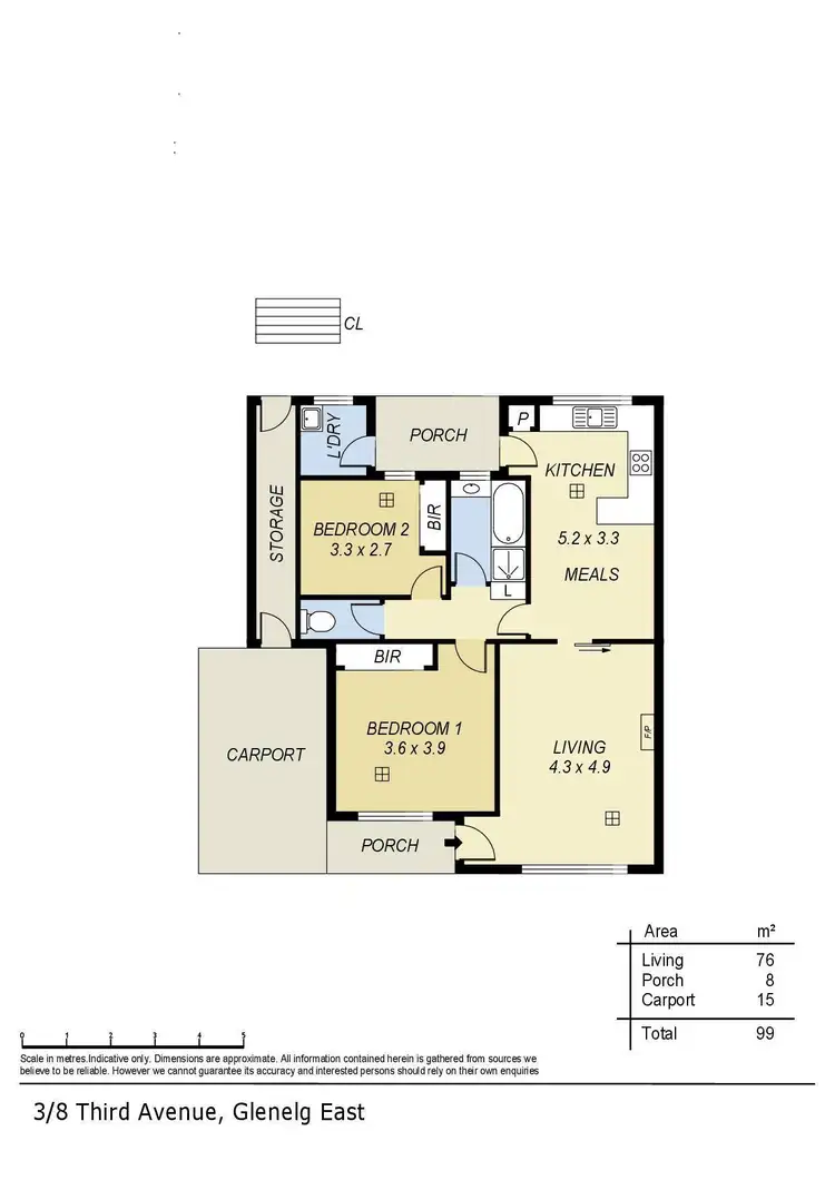 Floorplan of Homely unit listing, 3/8 Third Avenue, Glenelg East SA 5045