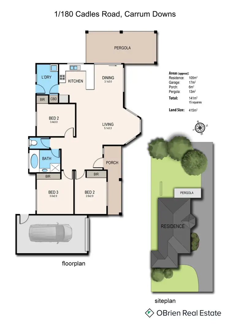 Floorplan of Homely unit listing, 1/180 Cadles Road, Carrum Downs VIC 3201