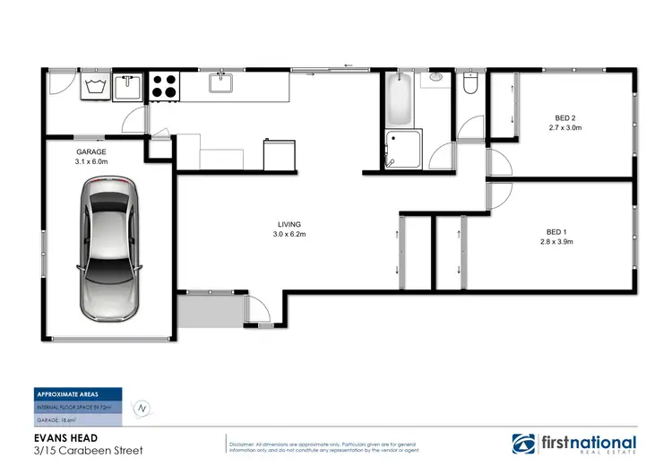 Floorplan of Homely unit listing, 3/15 Carabeen Street, Evans Head NSW 2473