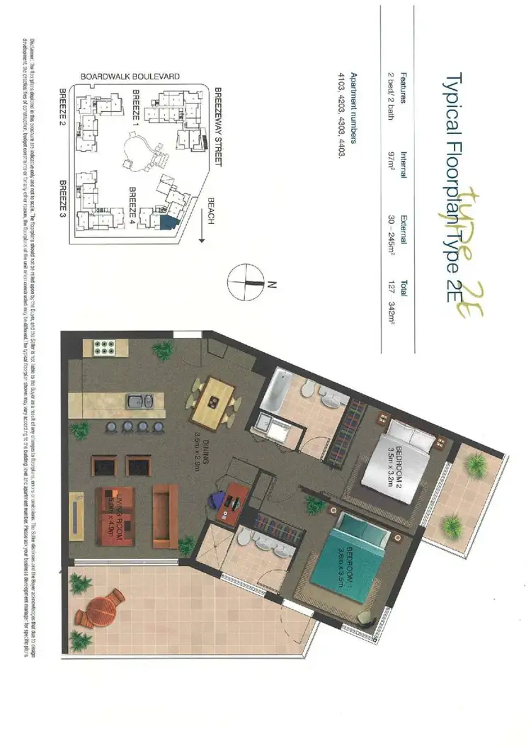 Floorplan of Homely unit listing, 4303/27 Boardwalk Boulevard, Mount Coolum QLD 4573