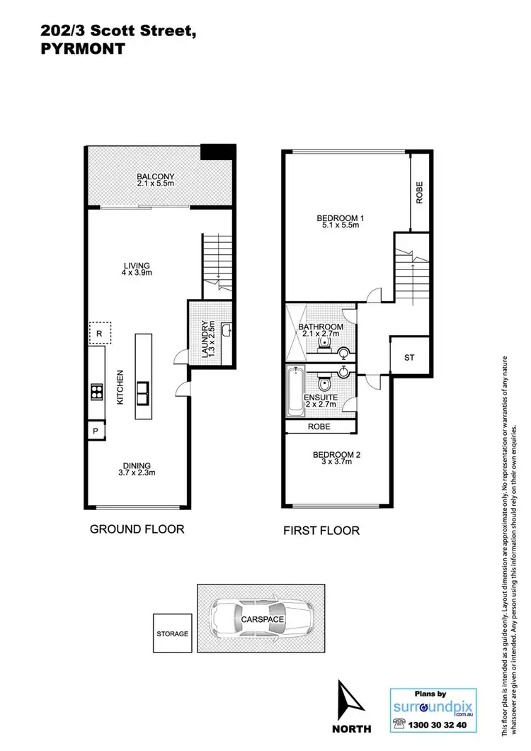 Floorplan of Homely apartment listing, 202/3 Scott Street, Pyrmont NSW 2009