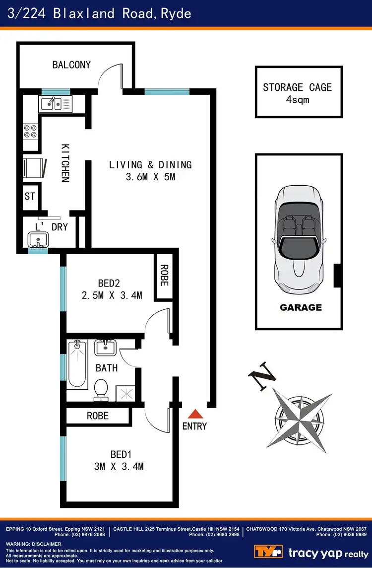 Floorplan of Homely unit listing, 3/224 Blaxland Road, Ryde NSW 2112