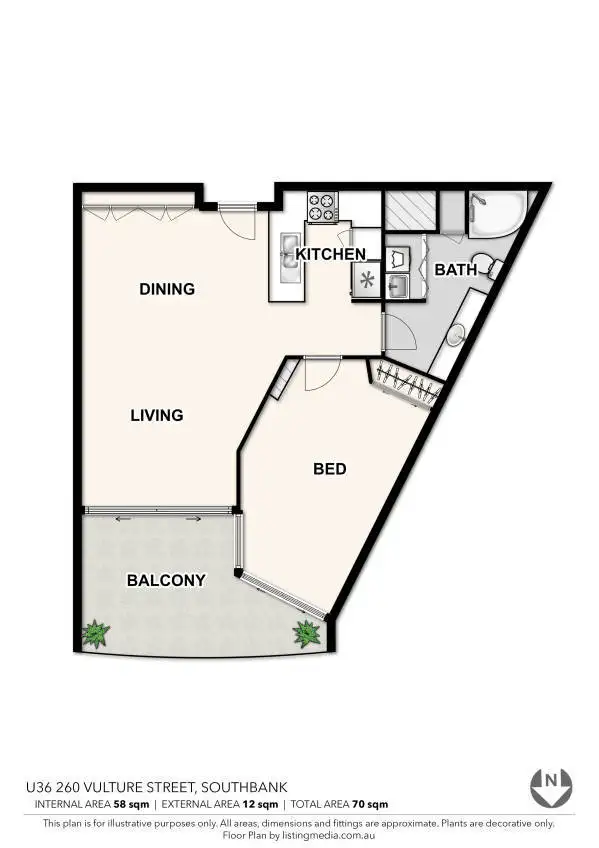 Floorplan of Homely unit listing, 36/260 Vulture Street, South Brisbane QLD 4101