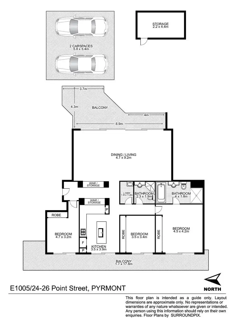 Floorplan of Homely apartment listing, E1005/24-26 Point Street, Pyrmont NSW 2009