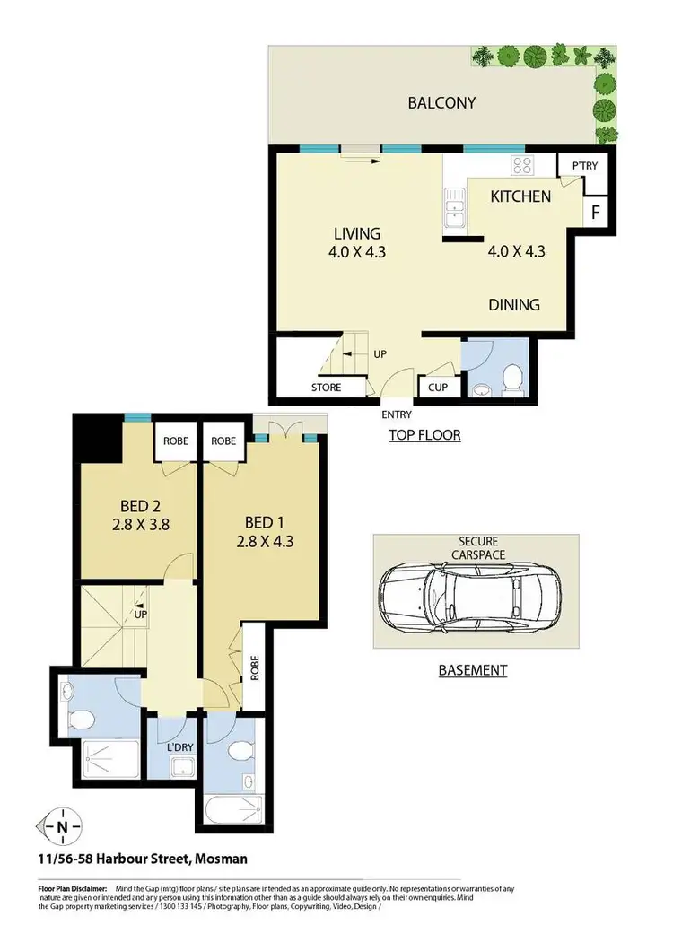 Floorplan of Homely apartment listing, Unit 11/56-58 Harbour Street, Mosman NSW 2088
