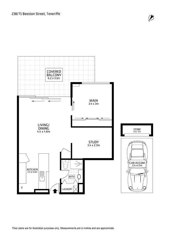 Floorplan of Homely apartment listing, 238/71 Beeston Street, Teneriffe QLD 4005