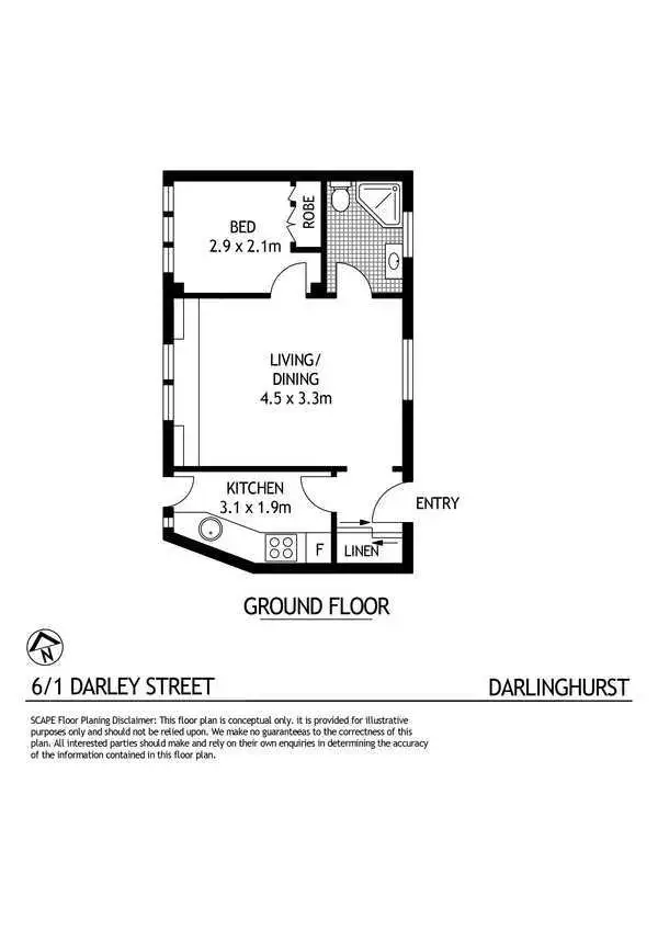 Floorplan of Homely apartment listing, 6/1 Darley Street, Darlinghurst NSW 2010