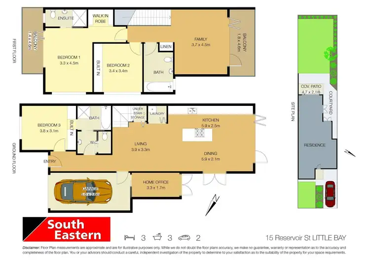 Floorplan of Homely semi-detached listing, 15 Reservoir Street, Little Bay NSW 2036