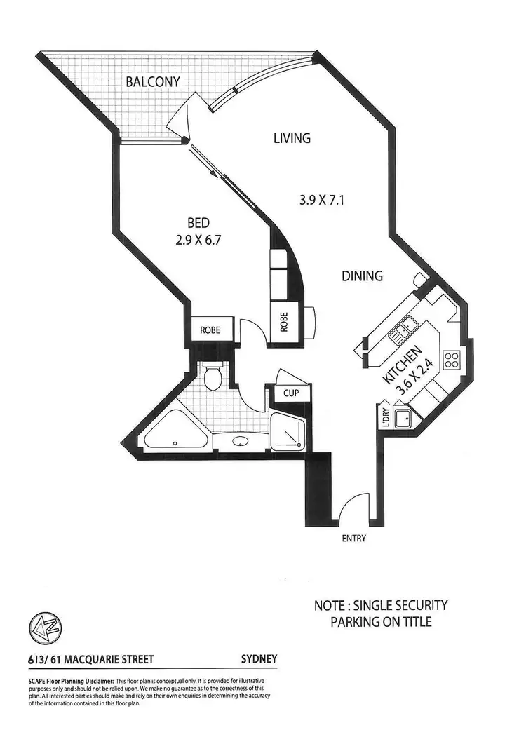 Floorplan of Homely apartment listing, 613/61 Macquarie Street, Sydney NSW 2000