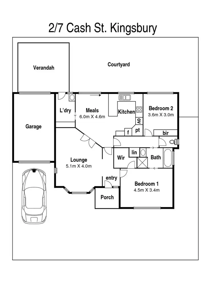 Floorplan of Homely unit listing, 2/7 Cash Street, Kingsbury VIC 3083