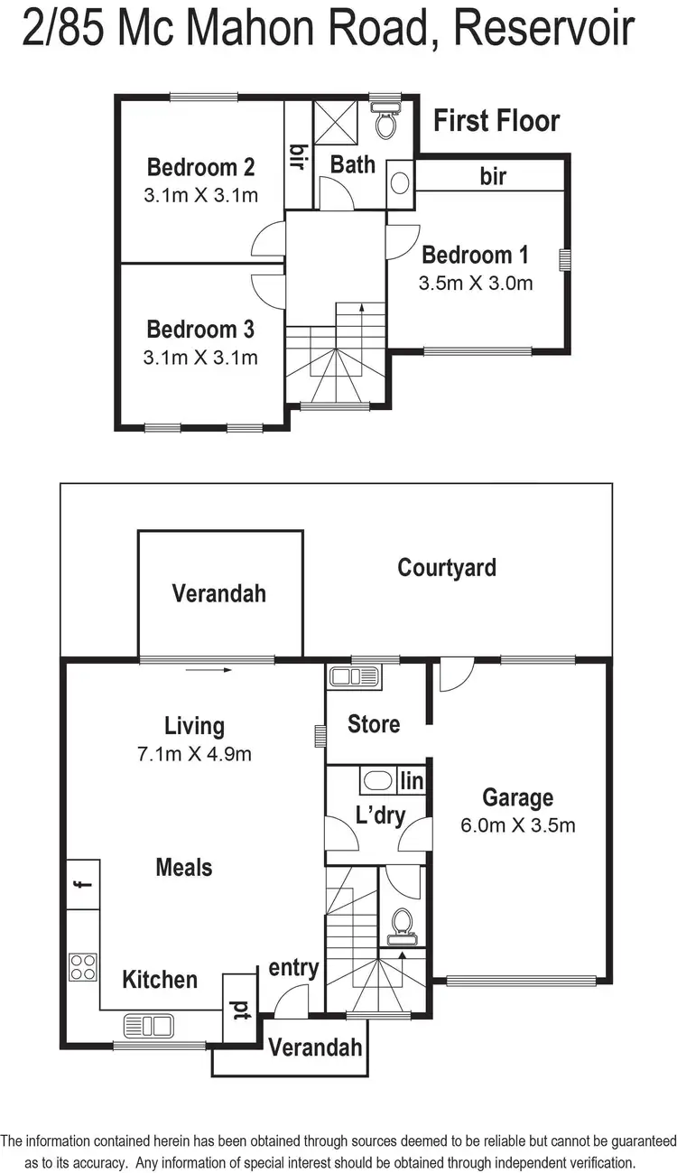 Floorplan of Homely townhouse listing, 2/85 McMahon Road, Reservoir VIC 3073