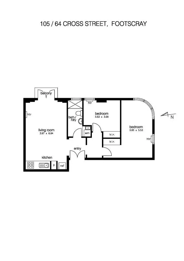 Floorplan of Homely apartment listing, 105/64 Cross Street, Footscray VIC 3011
