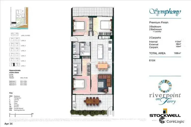 Floorplan of Homely unit listing, 6104/60 Ferry Road, West End QLD 4101
