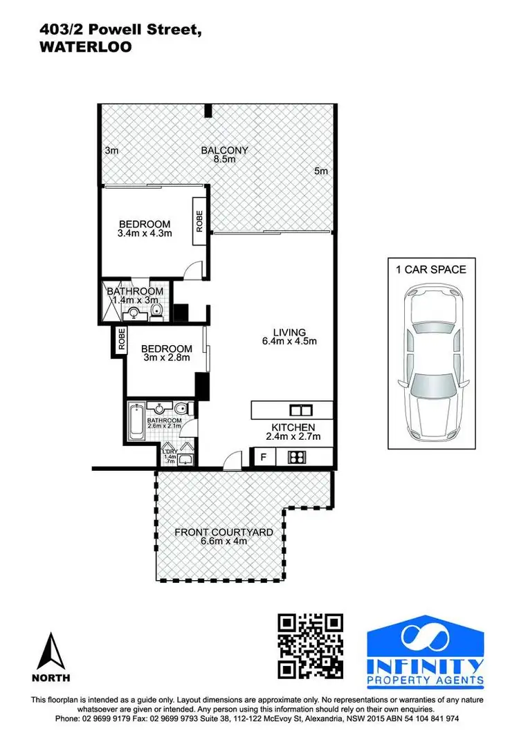 Floorplan of Homely apartment listing, 403/2 Powell Street, Waterloo NSW 2017