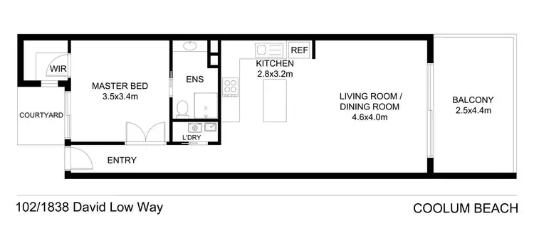 Floorplan of Homely unit listing, 102/1838 David Low Way, Coolum Beach QLD 4573