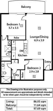 Floorplan of Homely apartment listing, 16/155 Brebner Drive, West Lakes SA 5021