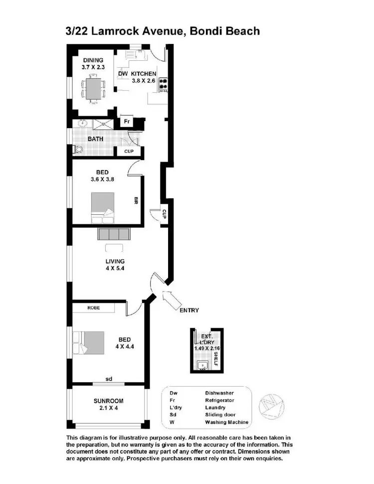 Floorplan of Homely apartment listing, 3/22 Lamrock Avenue, Bondi Beach NSW 2026