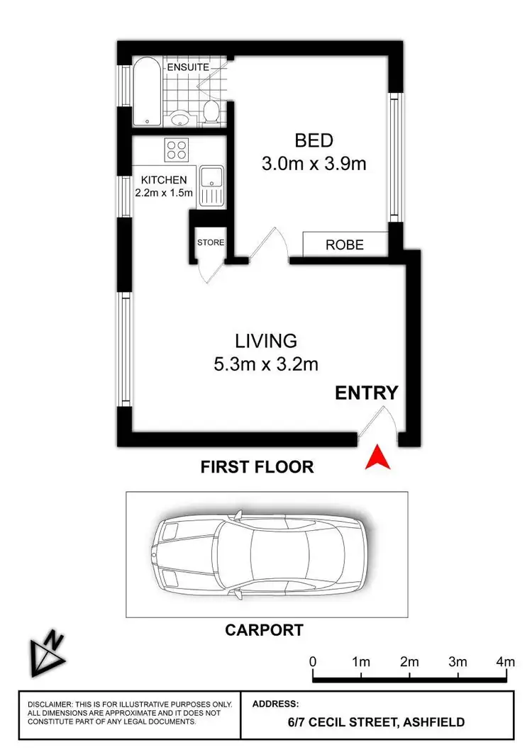 Floorplan of Homely unit listing, 6/7 Cecil Street, Ashfield NSW 2131