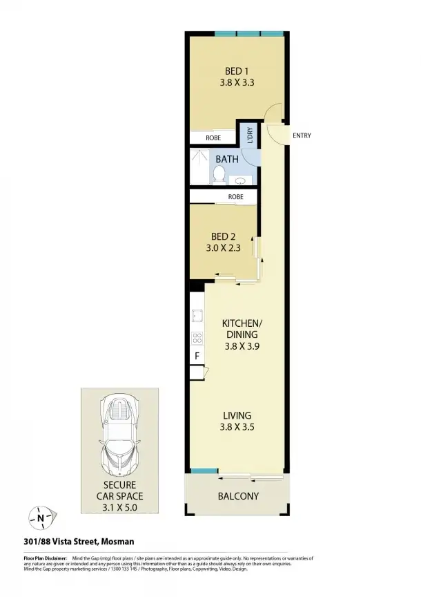Floorplan of Homely apartment listing, 301/88 Vista Street, Mosman NSW 2088