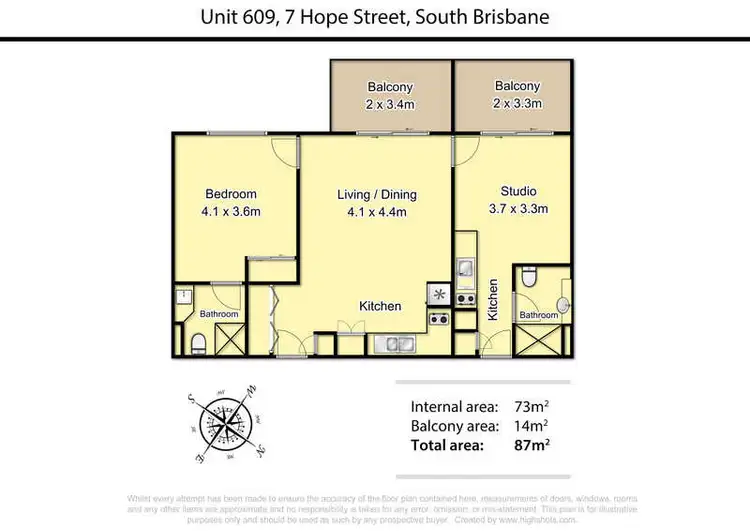 Floorplan of Homely unit listing, 609/7 Hope Street, South Brisbane QLD 4101