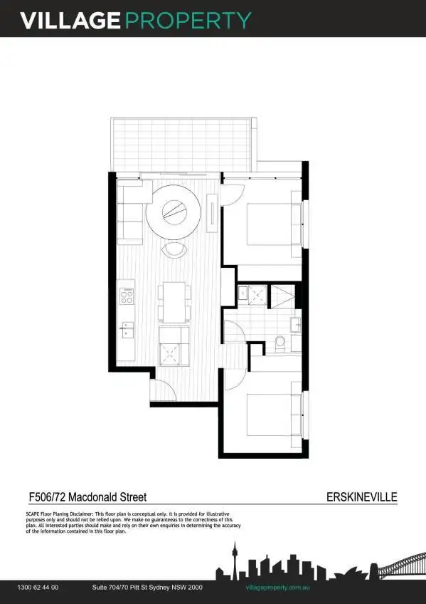 Floorplan of Homely apartment listing, F506/72 MacDonald Street, Erskineville NSW 2043