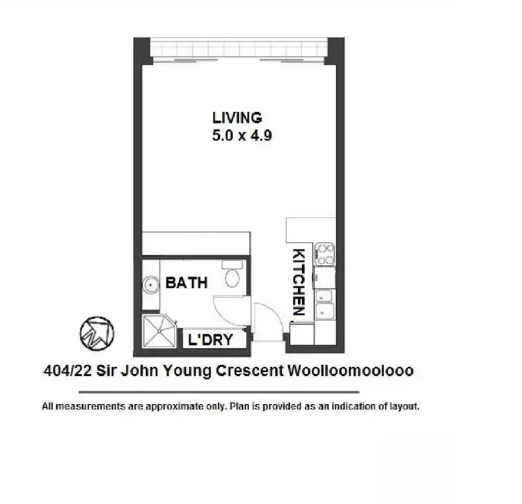 Floorplan of Homely studio listing, Level 4/404/22 Sir John Young Crescent, Woolloomooloo NSW 2011