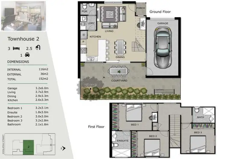 Floorplan of Homely townhouse listing, 1-4/10 Koolatah Street, Carina QLD 4152