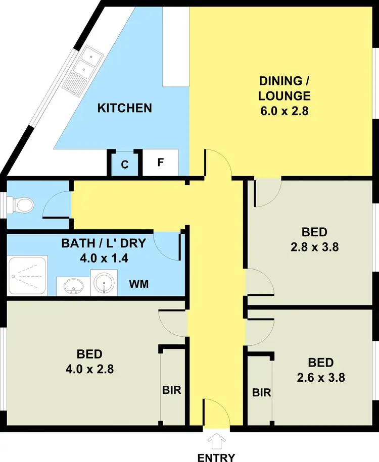Floorplan of Homely unit listing, 1/34A Becket Street South, Glenroy VIC 3046
