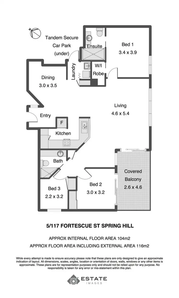 Floorplan of Homely unit listing, Unit 5/117 Fortescue Street, Spring Hill QLD 4000