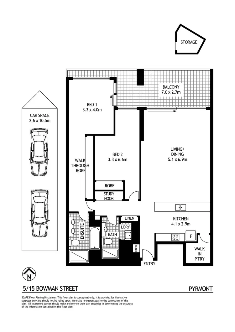 Floorplan of Homely apartment listing, 5/15 Bowman Street, Pyrmont NSW 2009