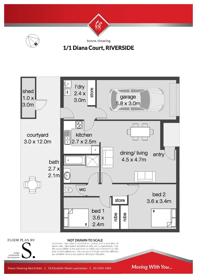 Floorplan of Homely unit listing, 1/1 Diana Court, Riverside TAS 7250