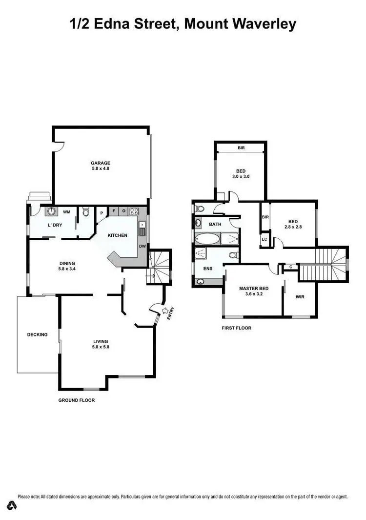 Floorplan of Homely townhouse listing, 1/2 Edna Street, Mount Waverley VIC 3149