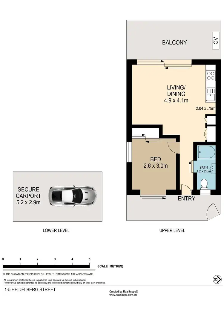 Floorplan of Homely unit listing, 1/5 Heidelberg Street, East Brisbane QLD 4169