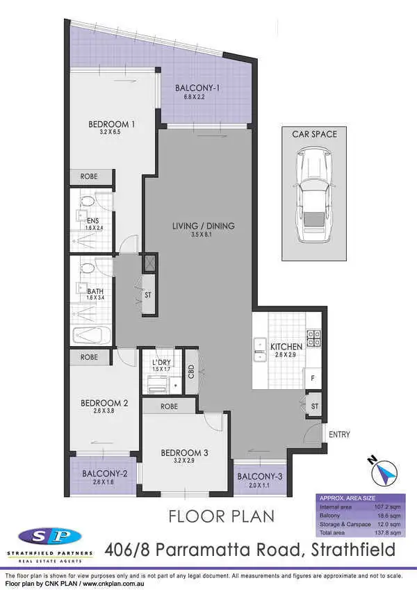 Floorplan of Homely apartment listing, 406/8 Parramatta Road, Strathfield NSW 2135