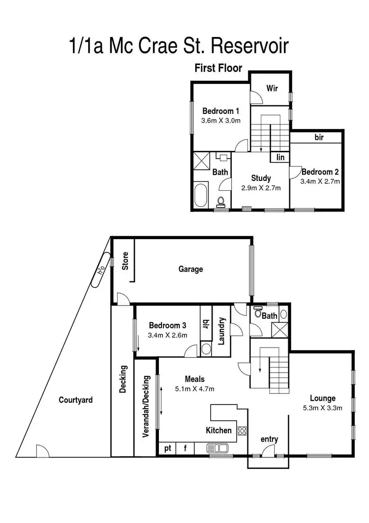 Floorplan of Homely townhouse listing, 1/1A McCrae Street, Reservoir VIC 3073