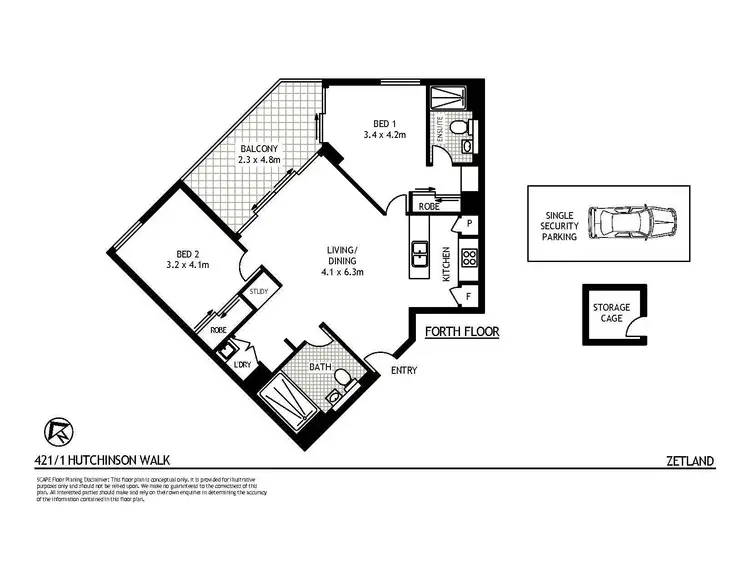 Floorplan of Homely apartment listing, 421/1 Hutchinson Walk, Zetland NSW 2017
