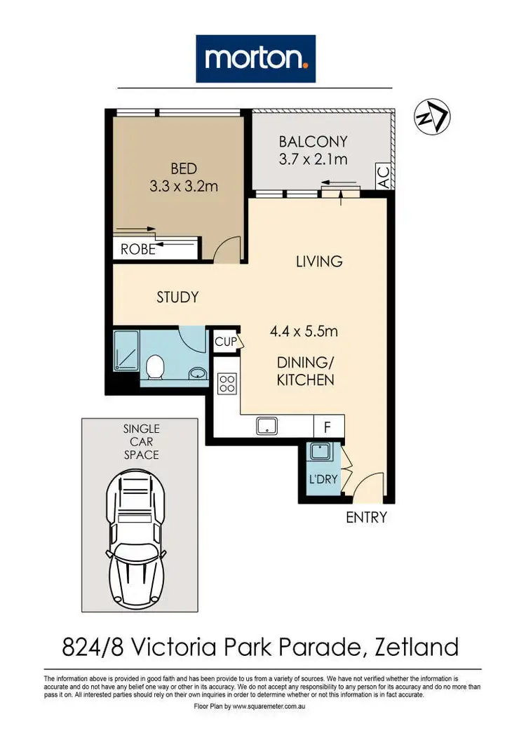 Floorplan of Homely apartment listing, 824/8 Victoria Park Parade, Zetland NSW 2017