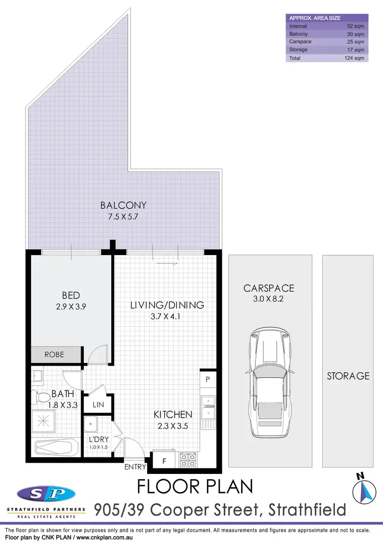 Floorplan of Homely apartment listing, 905/39 Cooper Street, Strathfield NSW 2135