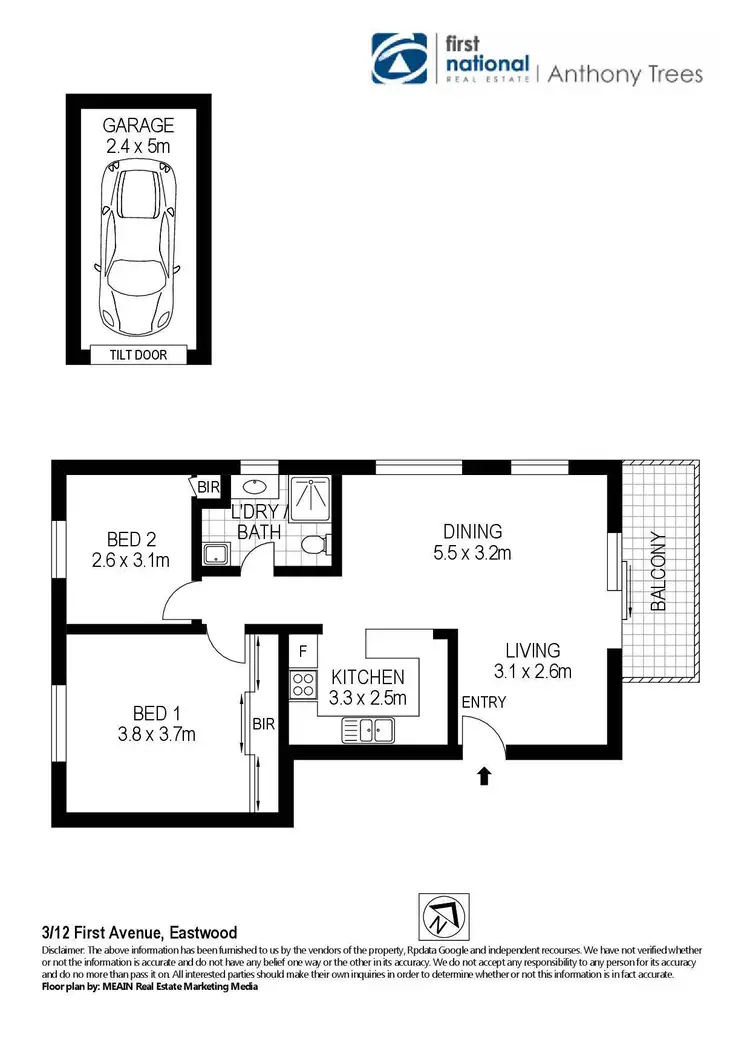 Floorplan of Homely unit listing, 3/12 First Avenue, Eastwood NSW 2122