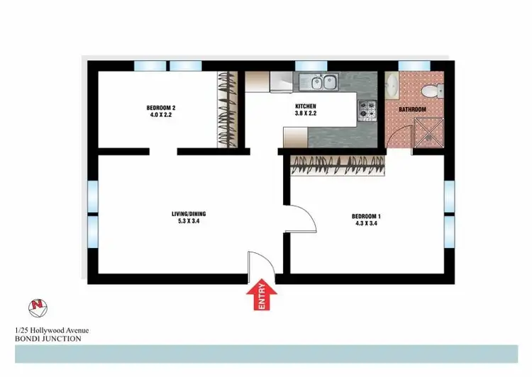 Floorplan of Homely apartment listing, 1/25A Hollywood Avenue, Bondi Junction NSW 2022