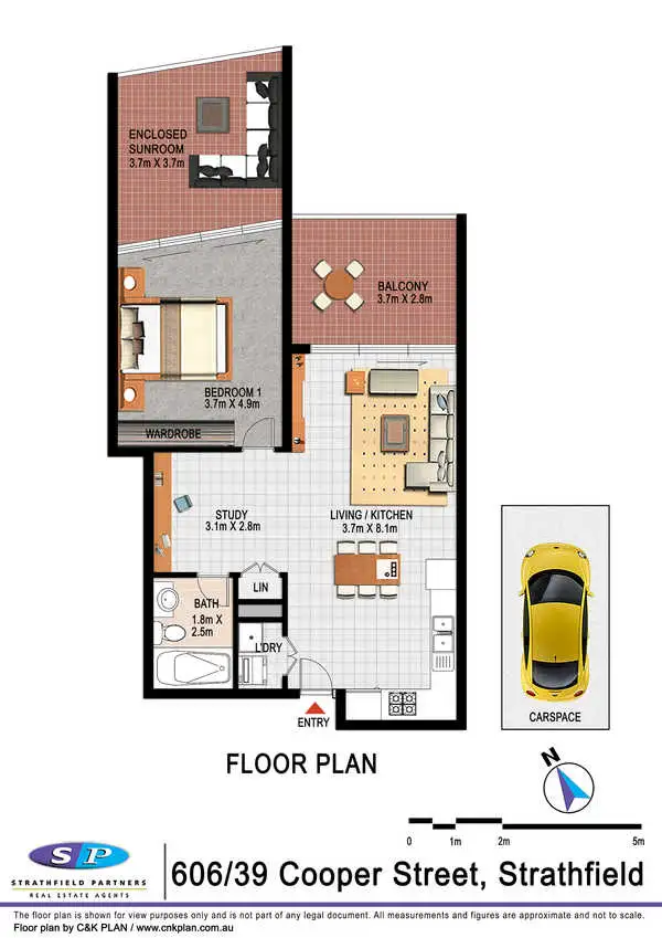 Floorplan of Homely apartment listing, 606/39 Cooper Street, Strathfield NSW 2135