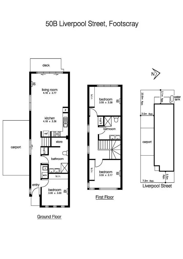 Floorplan of Homely townhouse listing, 50B Liverpool Street, Footscray VIC 3011