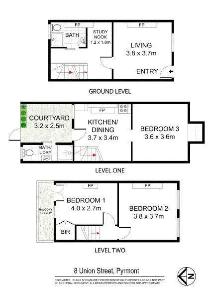 Floorplan of Homely terrace listing, 8 Union Street, Pyrmont NSW 2009