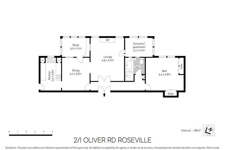 Floorplan of Homely unit listing, 2/1 Oliver Road, Roseville NSW 2069